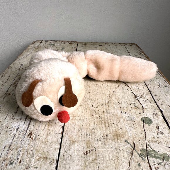 Vintage Knickerbocker Caterpillar Plush Pink Beige 60s 70s Bean Bag Toy - Picture 1 of 6